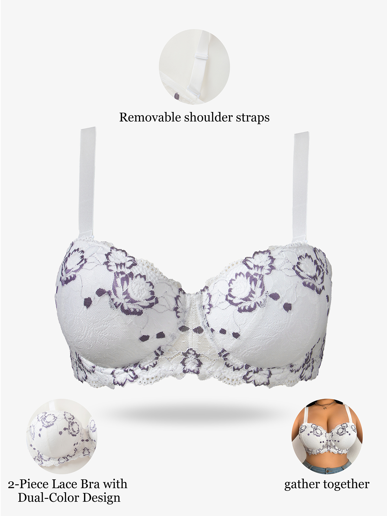 Plus Size Lace & Embroidery Wo - Minimizer Bra Women recension och pris
