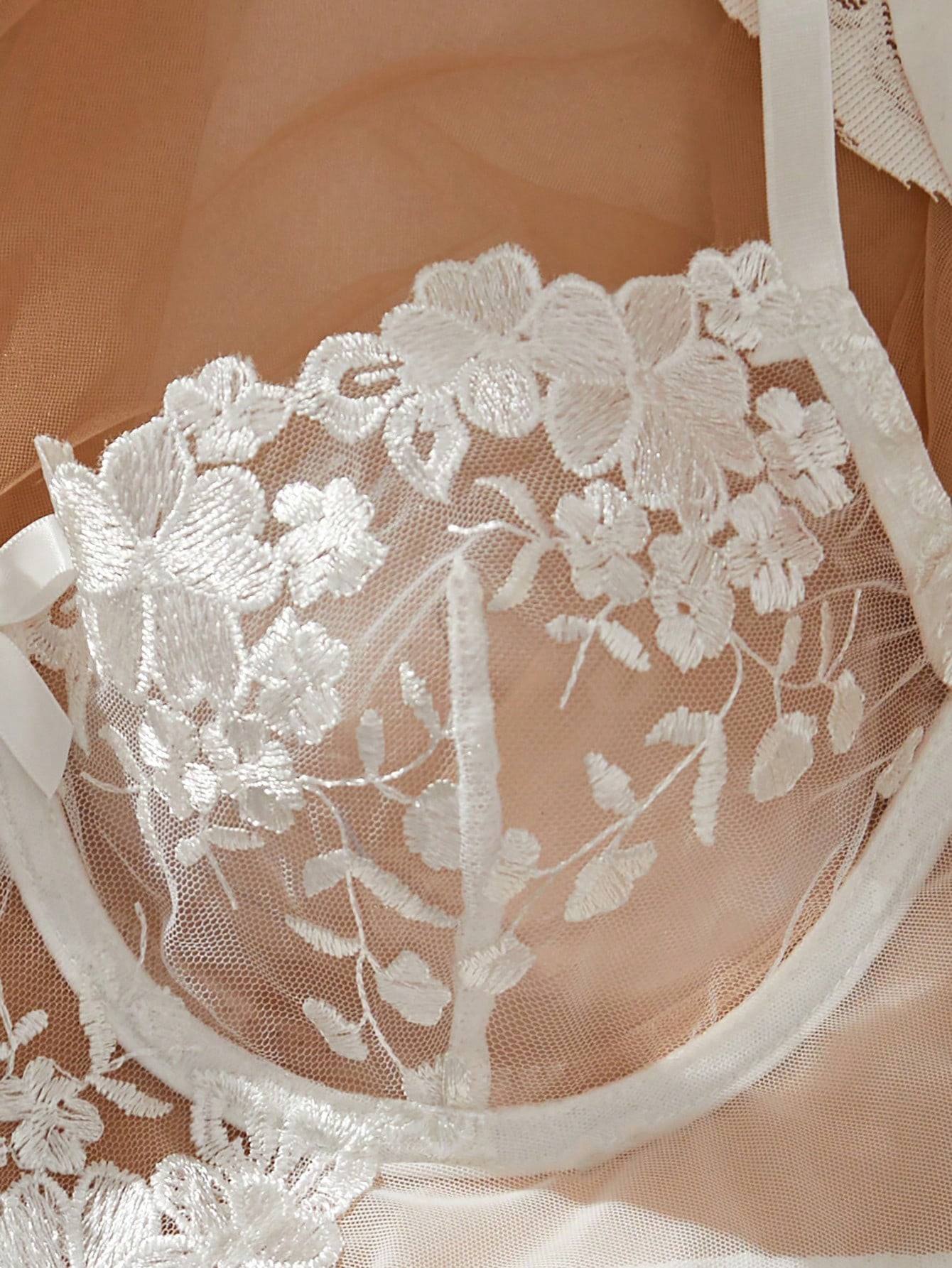 Romantic White Floral Lace Lin - Sheer Bra Lace recension och pris