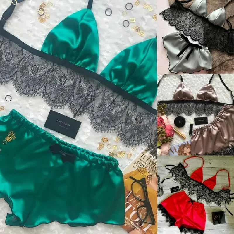 Women's Underwear Sexy Silk Sa - Lace Bralette Set recension och pris