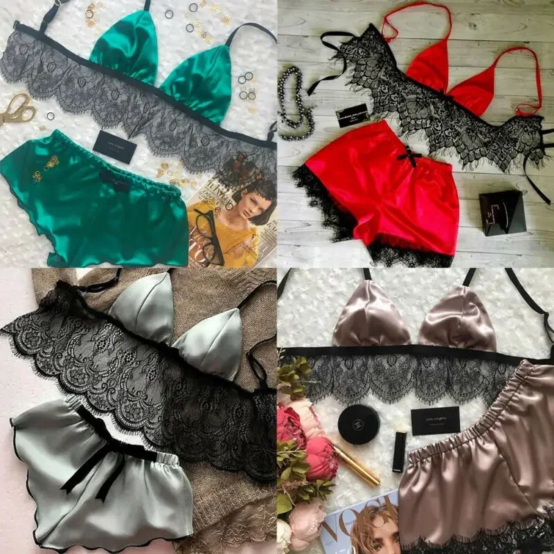 Women's Underwear Sexy Silk Sa - Lace Bralette Set recension och pris