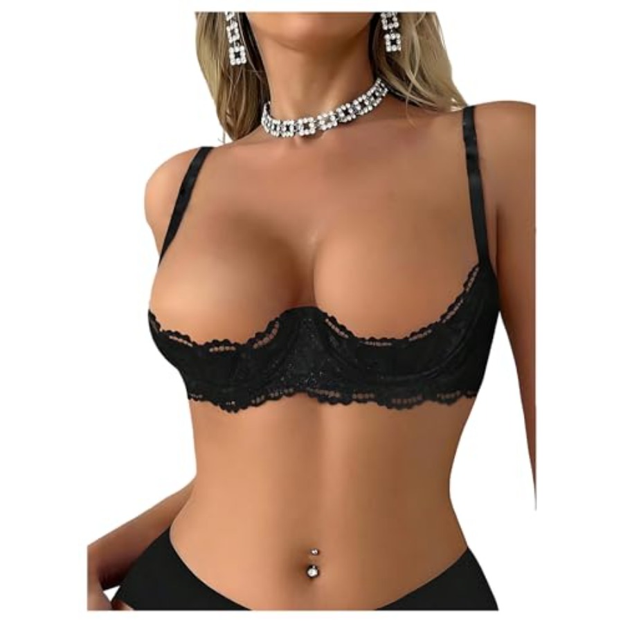 OYOANGLE Women's 1/4 Cup Lace  - Demi Bra Balconette recension och pris