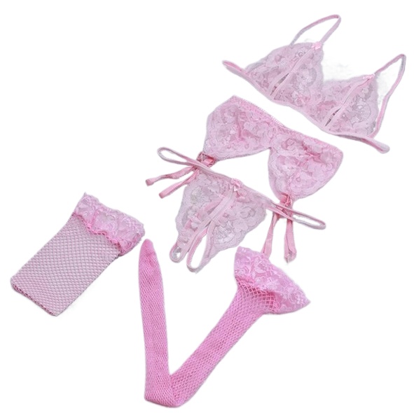 Lace Women Lingerie Set 4 Pcs  - Sheer Bra Lace recension och pris