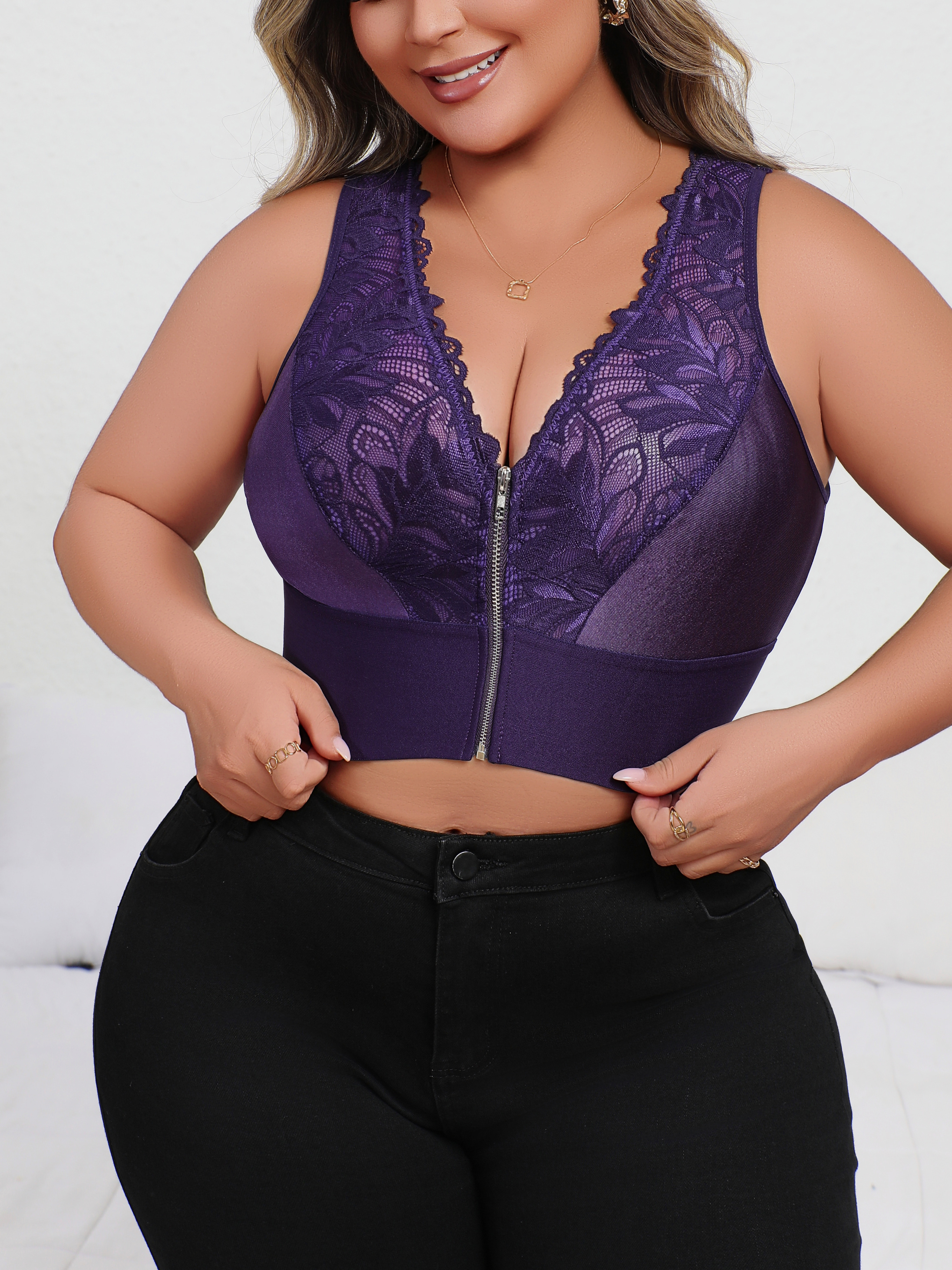 New Arrival Plus Size Sexy Pur - Plunge Bra Push Up recension och pris