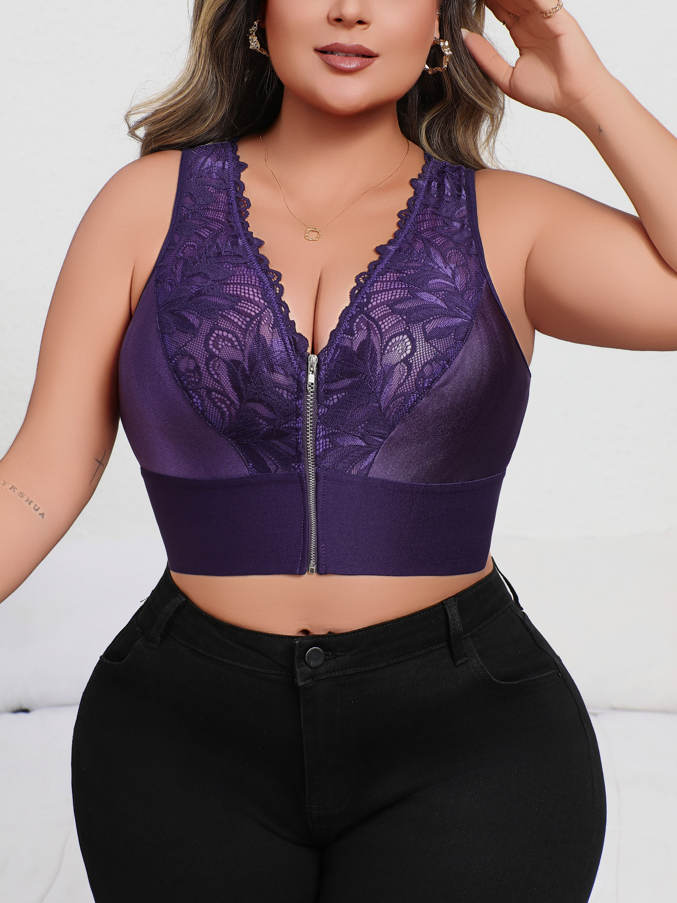 New Arrival Plus Size Sexy Pur - Plunge Bra Push Up recension och pris
